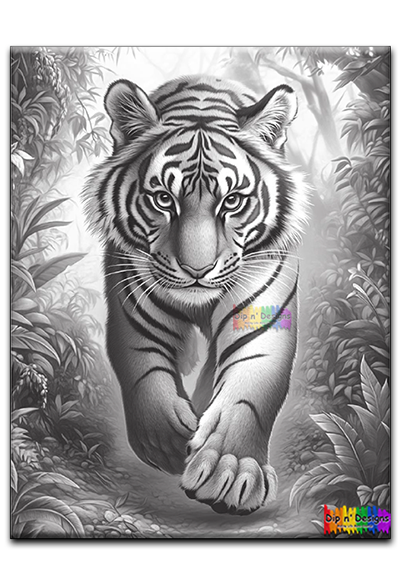 Bengal Tiger Walking - Uncolored - Dip n' Designs