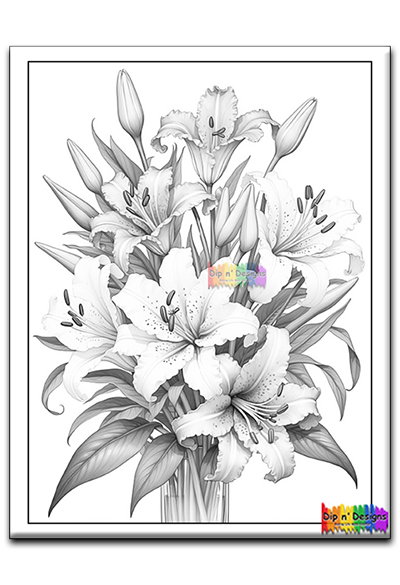 Bouquet of Lilies - Uncolored - Dip n' Designs