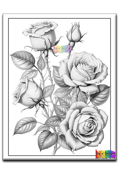 Five Roses - Uncolored - Dip n' Designs