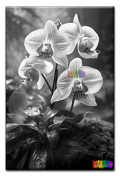 Four Venus Slipper Orchids - Uncolored - Dip n' Designs