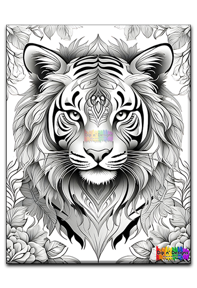 Majestic Tiger Mandala - Uncolored - Dip n' Designs