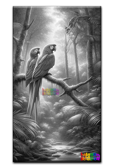 Parrots - Uncolored - Dip n' Designs
