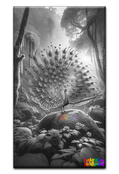 Peacock Posing - Uncolored - Dip n' Designs