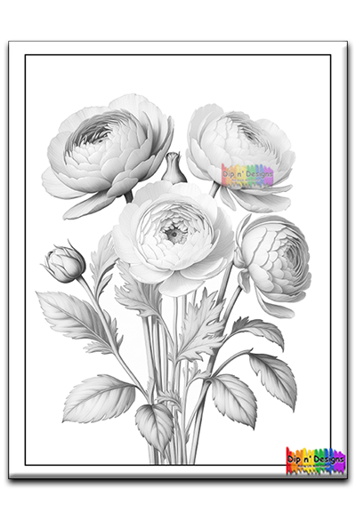 Persian Buttercup Bouquet - Uncolored - Dip n' Designs