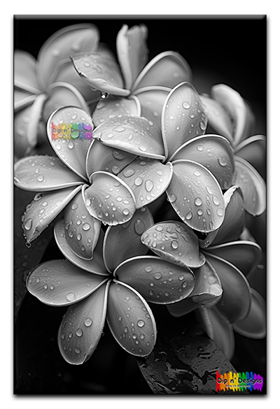 Plumeria Flowers Closeup - Uncolored - Dip n' Designs