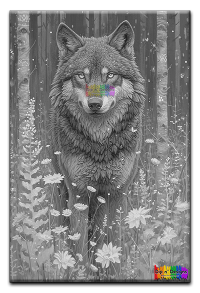 Powerful Wolf Art - Uncolored - Dip n' Designs