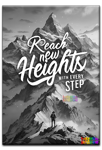 Reach New Heights with Every Step Inspirational Art - Uncolored - Dip n' Designs