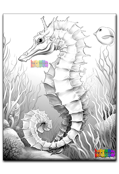 Seahorse - Uncolored - Dip n' Designs