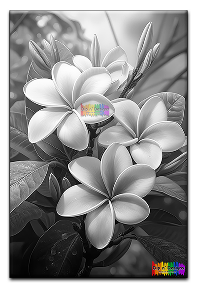Tropical Plumeria Flowers - Uncolored