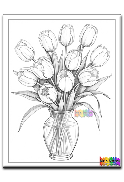 Tulip Bouquet - Uncolored