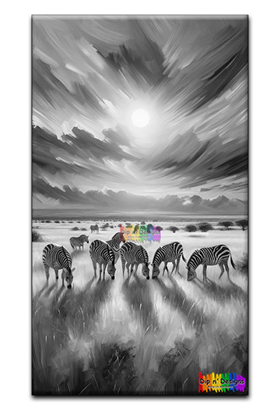 Zebras Grazing - Uncolored
