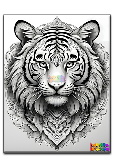 Zen Tiger Mandala - Uncolored