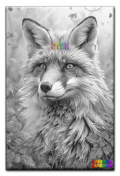 Beautiful Red Fox uncolored - Dip n' Designs - Colored Pencil Wall Art