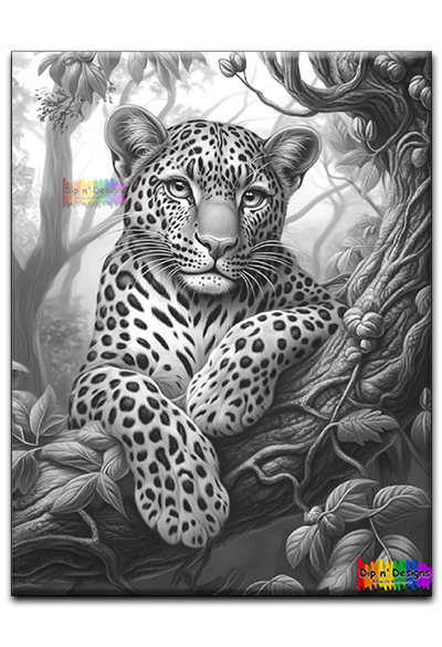 Cheetah 4 uncolored - Dip n' Designs - Colored Pencil Wall Art