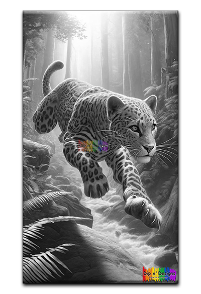 Cheetah Running uncolored - Dip n' Designs - Colored Pencil Wall Art