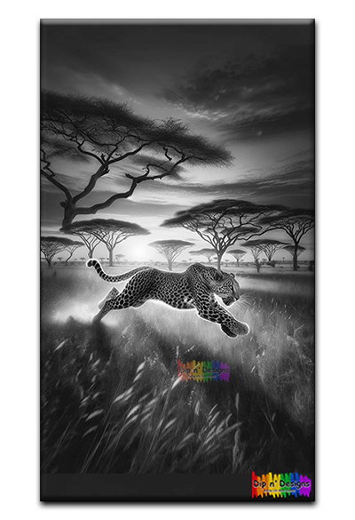 Cheetah Running 2 Uncolored - Dip n' Designs - Colored Pencil Wall Art