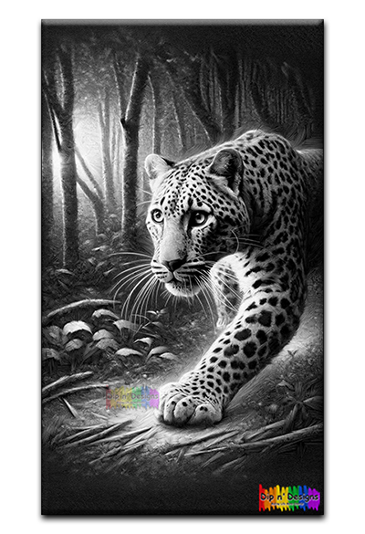 Cheetah 3 uncolored - Dip n' Designs - Colored Pencil Wall Art