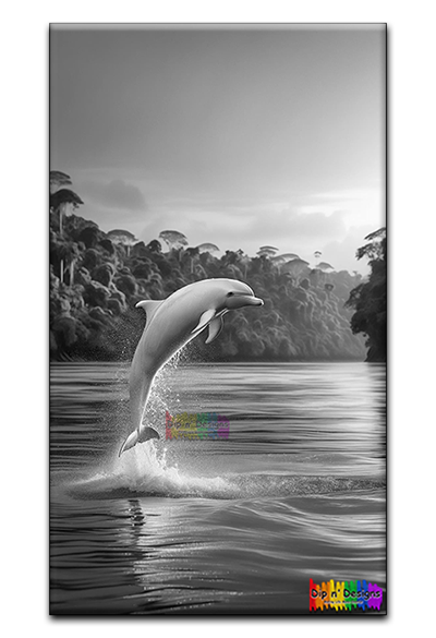 Dolphin Jumping uncolored - Dip n' Designs - Colored Pencil Wall Art