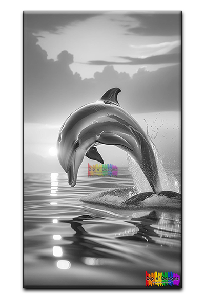 Dolphin Playing Wall Art uncolored - Dip n' Designs - Colored Pencil Wall Art