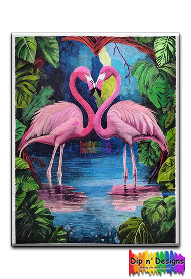 Flamingos heart - Dip n' Designs - Colored Pencil Wall Art