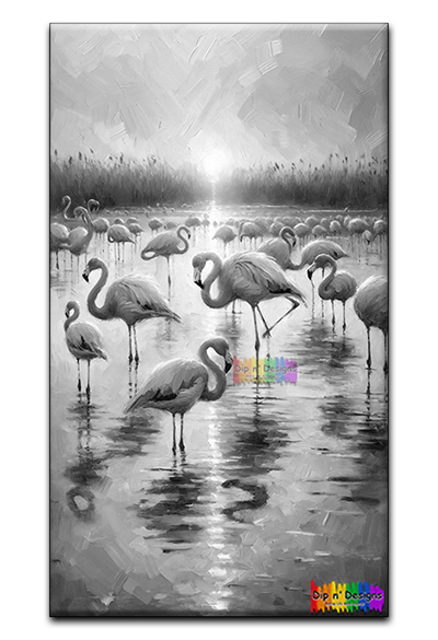 Flamingos Socializing uncolored - Dip n' Designs - Colored Pencil Wall Art