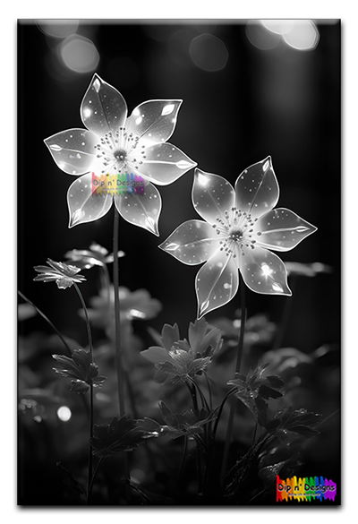 Glowing Flowers uncolored - Dip n' Designs - Colored Pencil Wall Art