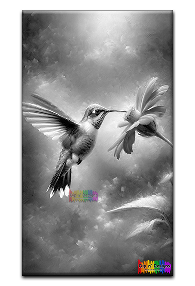 Hummingbird Painting uncolored - Dip n' Designs - Colored Pencil Wall Art