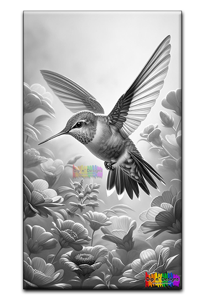 Hummingbird uncolored - Dip n' Designs - Colored Pencil Wall Art