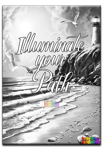 Illuminate Your Path uncolored - Dip n' Designs - Colored Pencil Wall Art