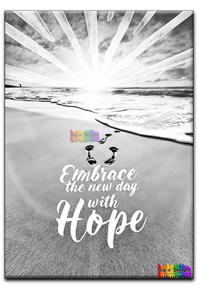 Embrace the new day with Hope Inspirational Art 7 uncolored - Dip n' Designs - Colored Pencil Wall Art