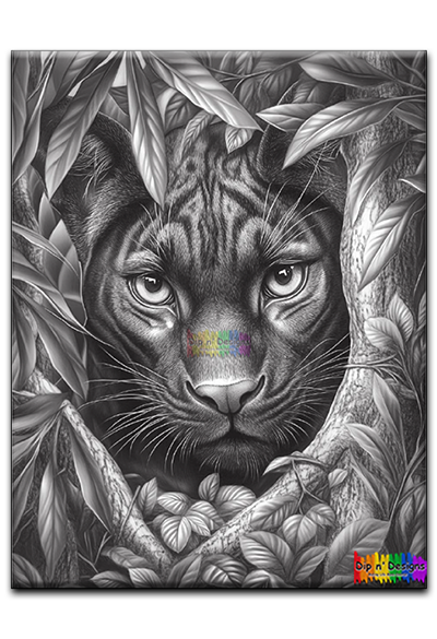 Jaguar uncolored - Dip n' Designs - Colored Pencil Wall Art