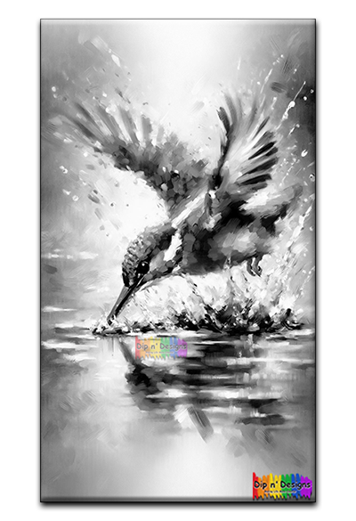 Kingfisher Diving uncolored - Dip n' Designs - Colored Pencil Wall Art