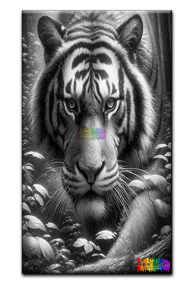 Tiger in Jungle uncolored - Dip n' Designs - Colored Pencil Wall Art