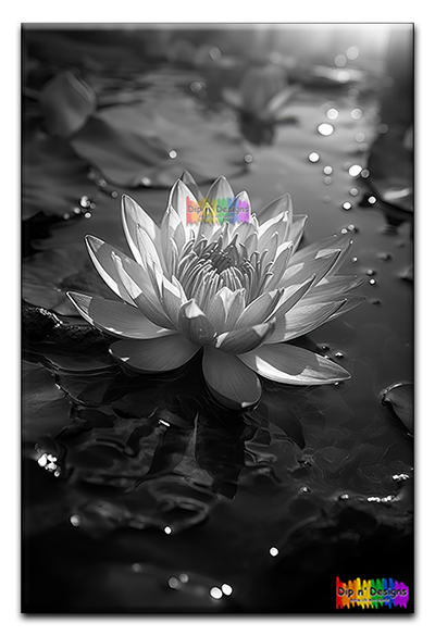 Water Lily Flower 2 uncolored - Dip n' Designs - Colored Pencil Wall Art