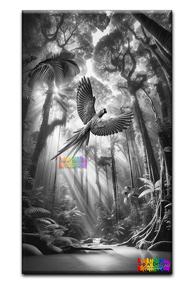 Parrot Flying - Uncolored - Dip n' Designs