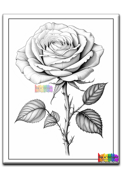 Single Rose - Uncolored - Dip n' Designs