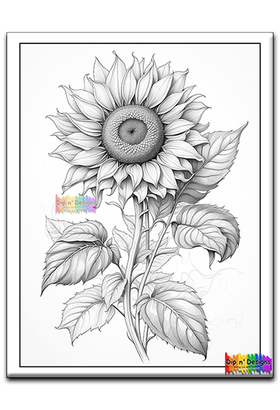Sunflower - Uncolored - Dip n' Designs
