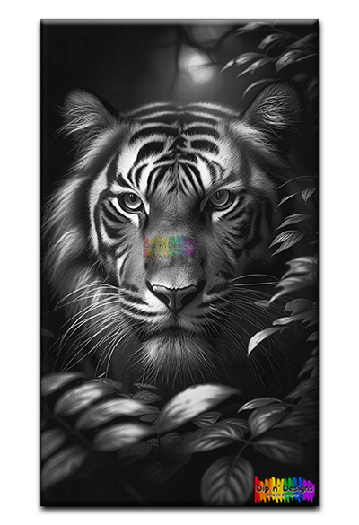 Tiger in Forest - Uncolored - Dip n' Designs