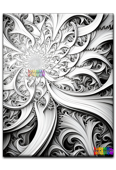 Abstract Art 12 uncolored - Dip n' Designs - Colored Pencil Wall Art