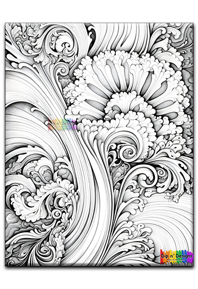 Abstract Art 13 uncolored - Dip n' Designs - Colored Pencil Wall Art