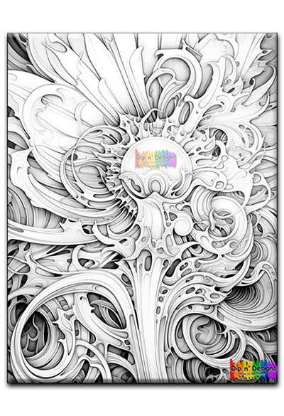Abstract Art 14 uncolored - Dip n' Designs - Colored Pencil Wall Art