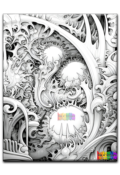 Abstract Art 16 uncolored - Dip n' Designs - Colored Pencil Wall Art