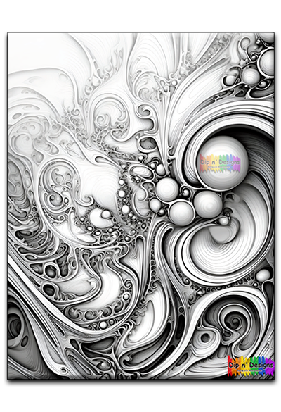 Abstract Art 17 uncolored - Dip n' Designs - Colored Pencil Wall Art