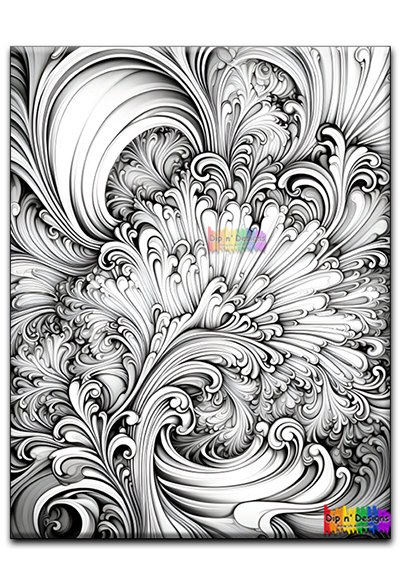 Abstract Art 18 uncolored - Dip n' Designs - Colored Pencil Wall Art