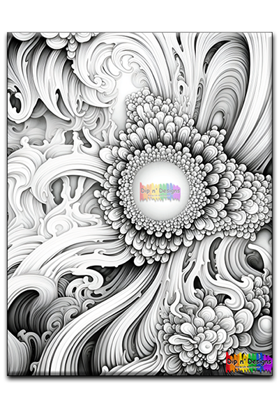 Abstract Art 4 uncolored - Dip n' Designs - Colored Pencil Wall Art