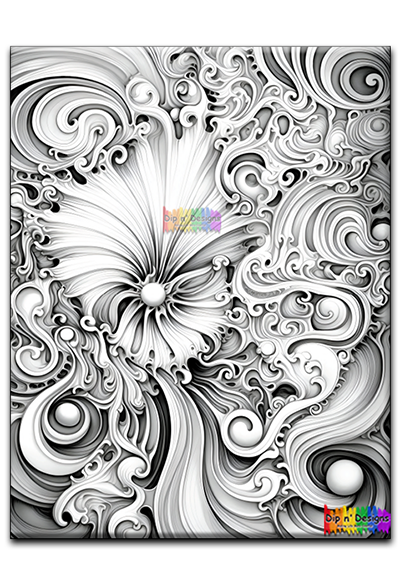 Abstract Art 6 uncolored - Dip n' Designs - Colored Pencil Wall Art