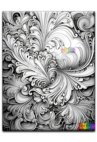 Abstract Art 7 uncolored - Dip n' Designs - Colored Pencil Wall Art