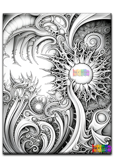 Abstract Art 8 uncolored - Dip n' Designs - Colored Pencil Wall Art