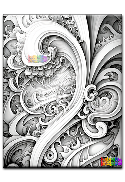 Abstract Art 3 - uncolored - Dip n' Designs - Colored Pencil Wall Art