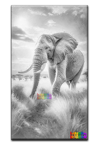 African Bush Elephant Roaming Wall Art uncolored - Dip n' Designs - Colored Pencil Wall Art